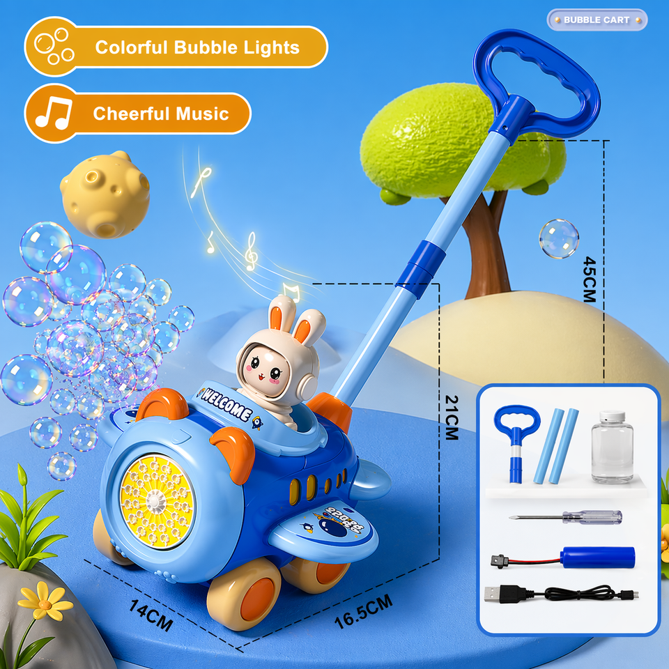 Bubble Blower – Lekfullt & roligt – Bubbelblåsande skjutvagn