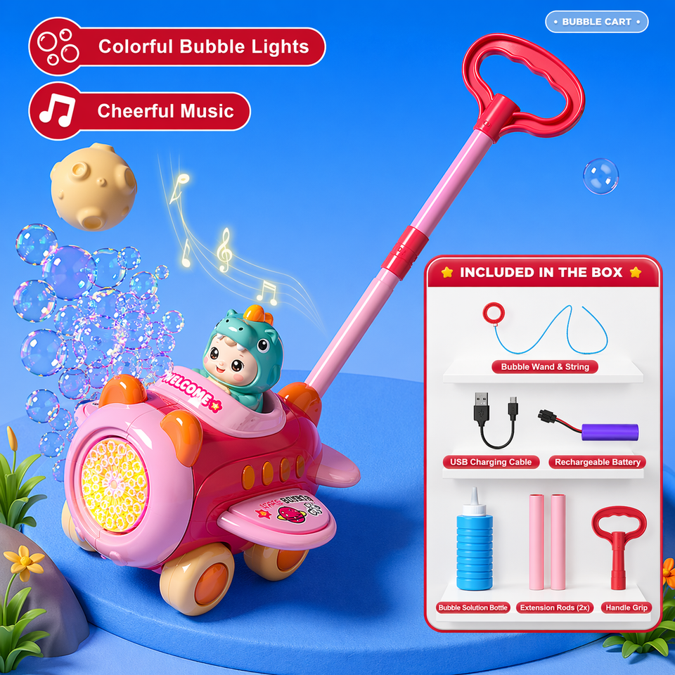 Bubble Blower – Lekfullt & roligt – Bubbelblåsande skjutvagn