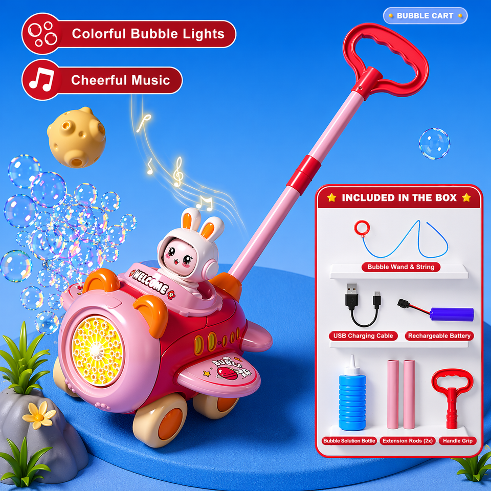 Bubble Blower – Lekfullt & roligt – Bubbelblåsande skjutvagn