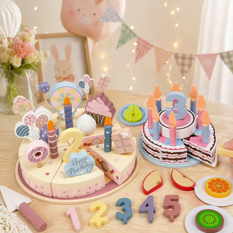 Wooden Cake Cutting Toy – Kreativitet & Rollspel – Trätårt