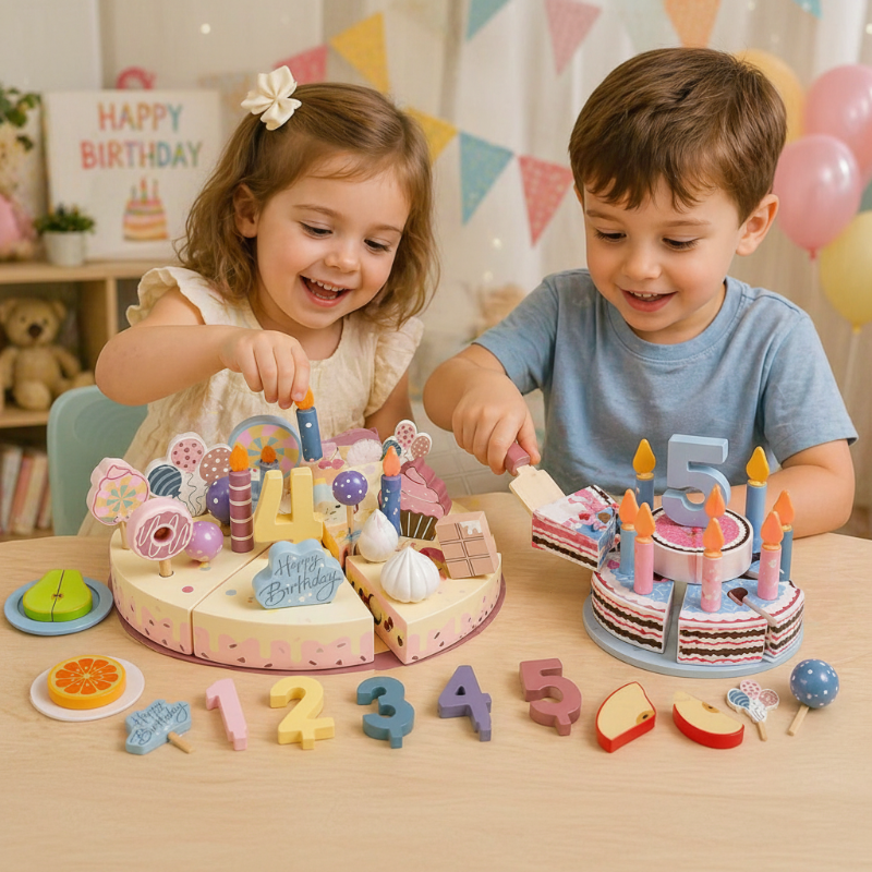 Wooden Cake Cutting Toy – Kreativitet & Rollspel – Trätårt