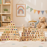 Rainbow Gem Stacking Blocks – Kreativt & lärorikt – Set med stapelklossar i trä