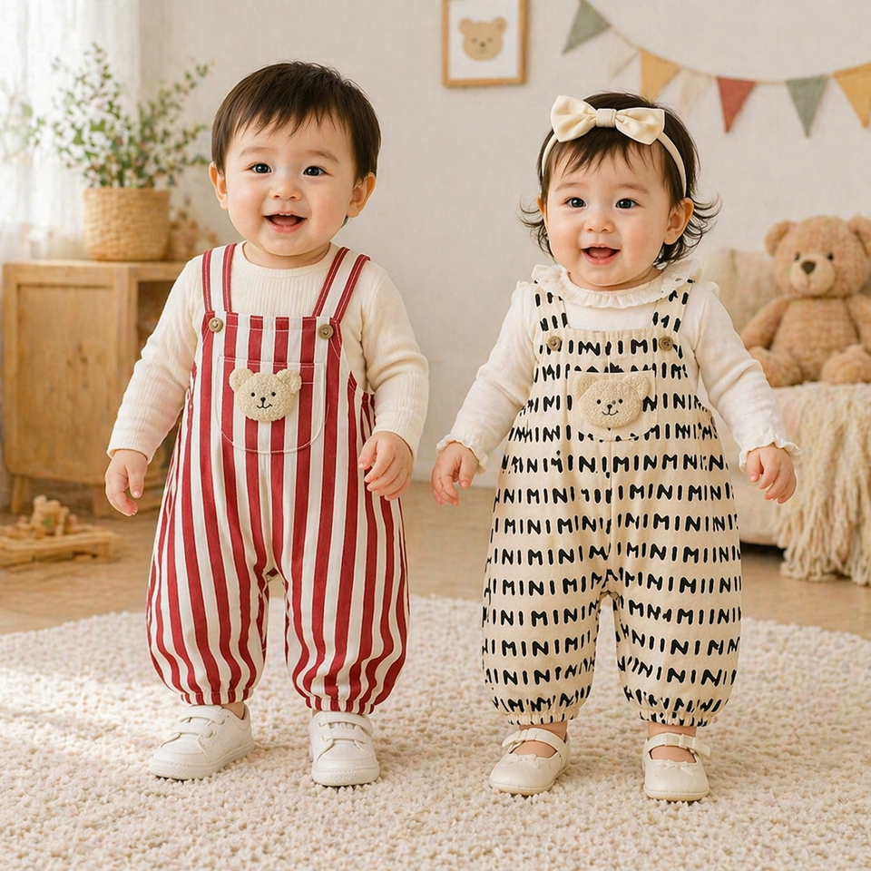 Striped Overall Romper – Mjuk & bekväm – Jumpsuit för barn