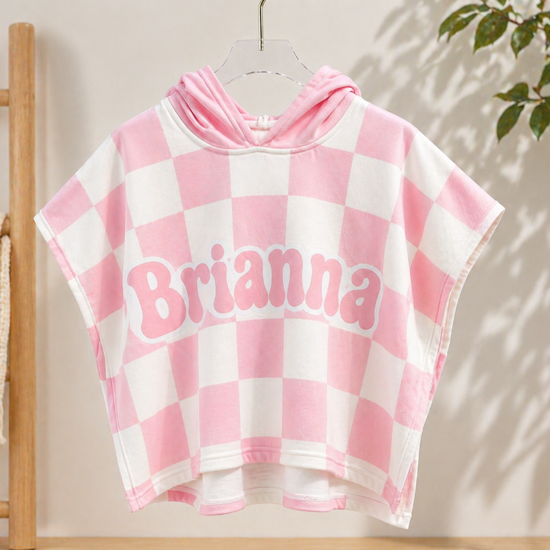 Personalized Hooded Towel – Mjuk & unik – Personlig badkap för barn