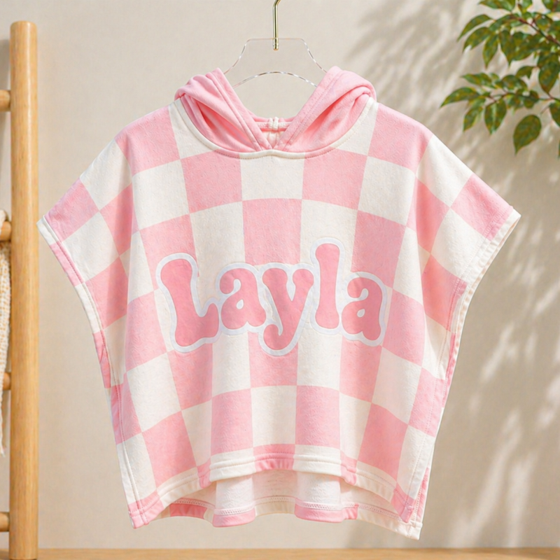 Personalized Hooded Towel – Mjuk & unik – Personlig badkap för barn