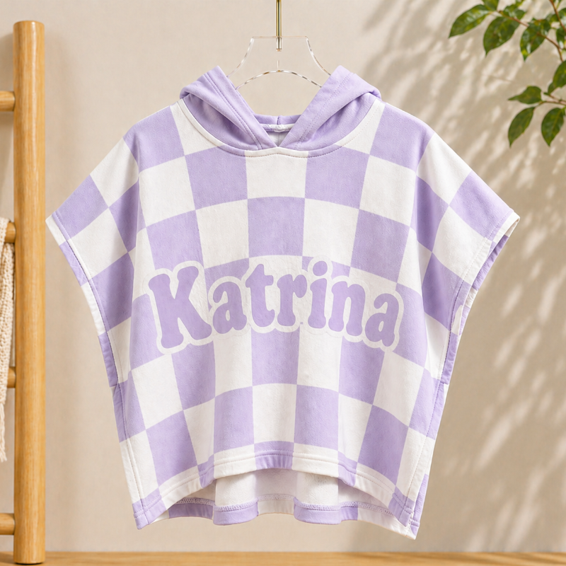 Personalized Hooded Towel – Mjuk & unik – Personlig badkap för barn
