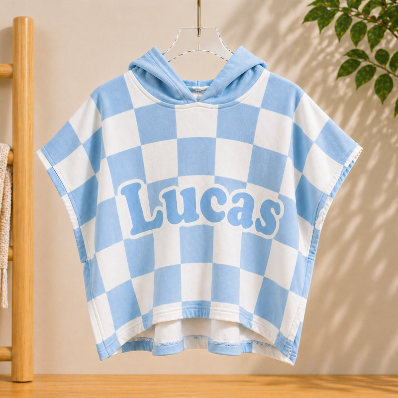 Personalized Hooded Towel – Mjuk & unik – Personlig badkap för barn