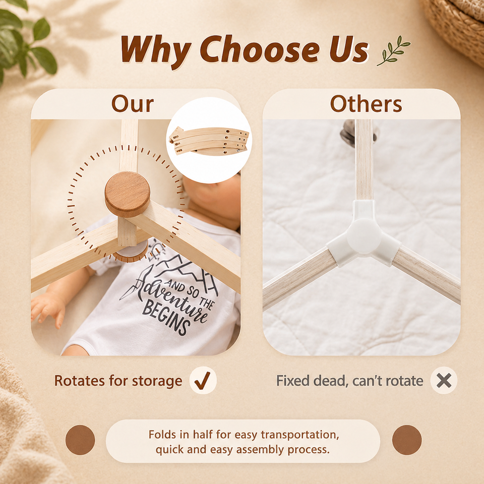 Wooden Baby Rattle Toy – Sensorisk & säker – Babygym