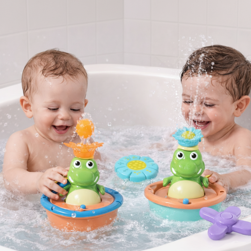Light Up Crocodile Bath Toy – Interaktivt & vattenlek – Krokodilfontän, badleksaker