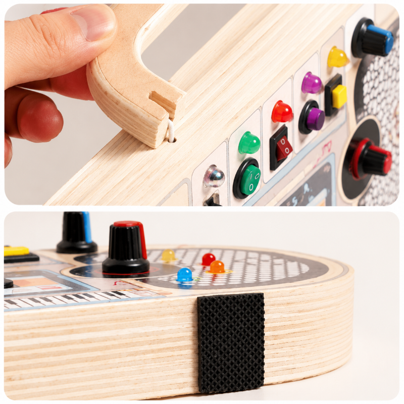 Wooden Busy Board – Motorik & interaktivitet – Aktiviteter på musikbrädet