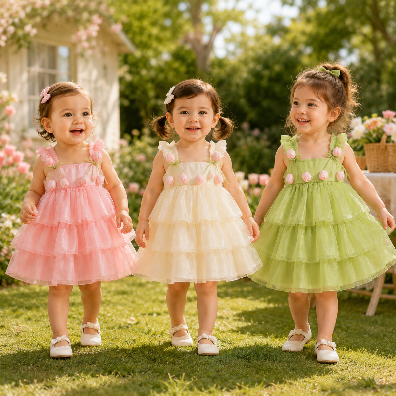 Tulip Mesh Dress – Elegant & bekvämt – Barnklänning