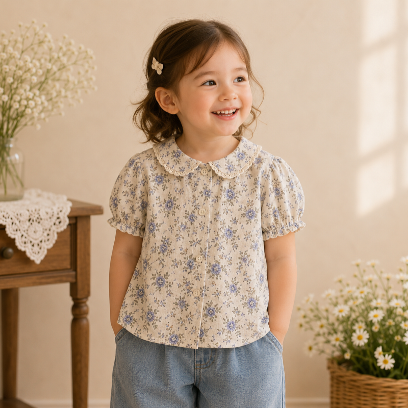 Girls Summer Fashion Top – Luftigt & bekvämt – Vintage-top för flickor