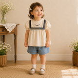 Girls Summer Fashion Top – Luftigt & bekvämt – Vintage-top för flickor