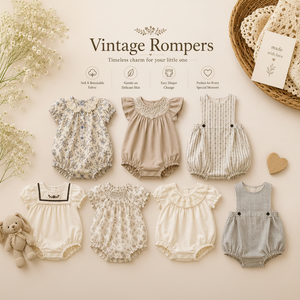 Vintage Rompers – Tidlös & mjuk – Babyoverall