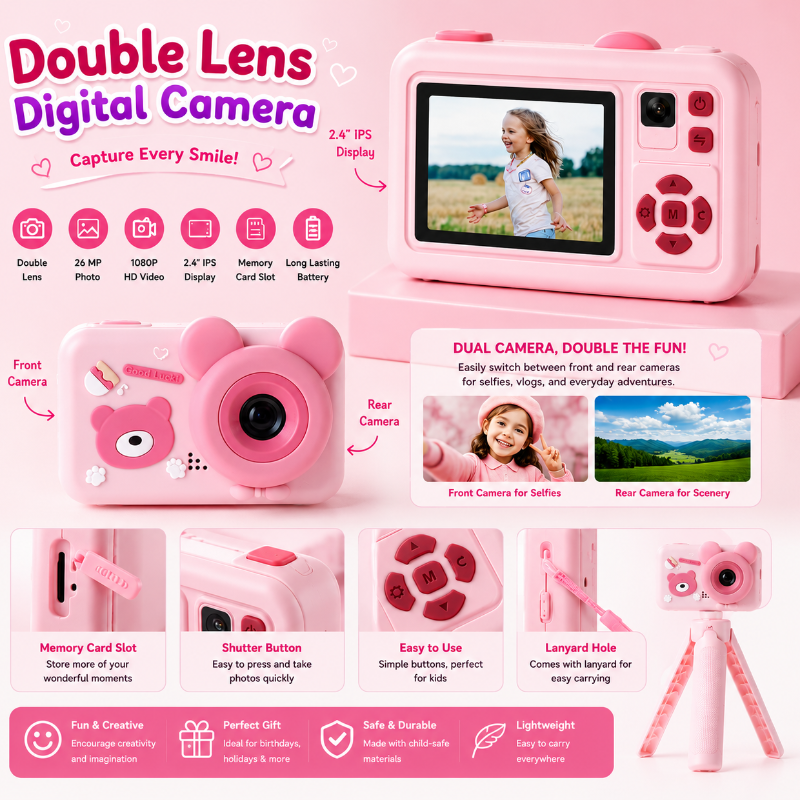 Double Lens Digital Camera – Kreativt & roligt – Barnkamera