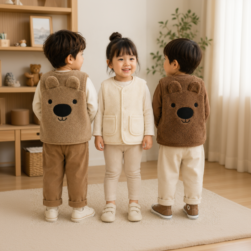 Baby Bear Fleece Vest – Varm och mjuk – Barnväst med björnmotiv