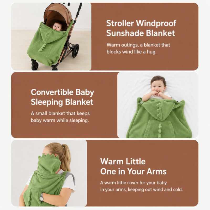 Dinosaur Baby Carrier Cover – Värme & komfort – Dino Baby-filt