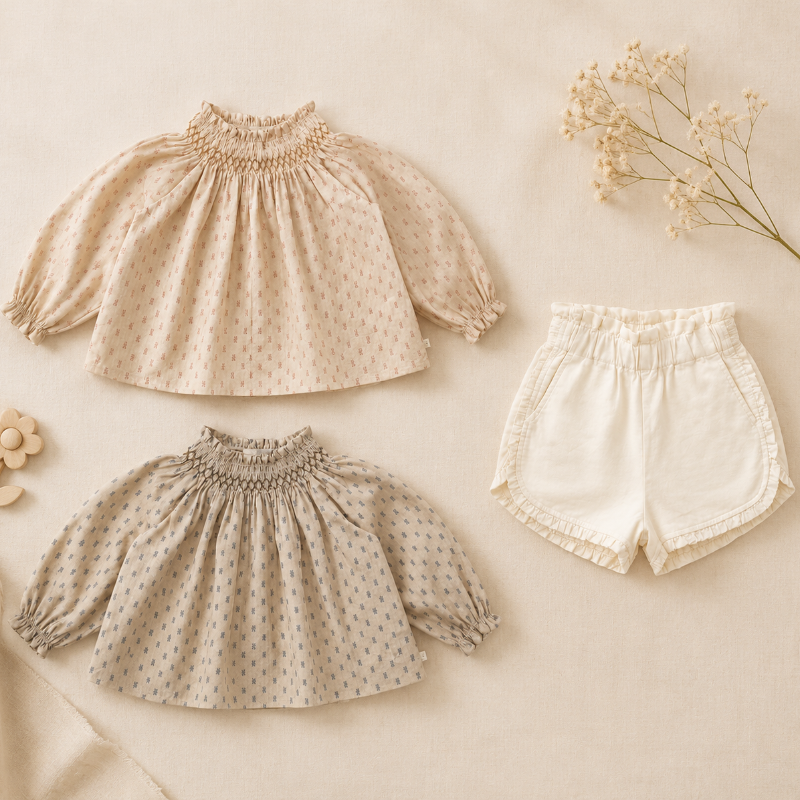 Cotton Shirt & Shorts – Lätt och bekvämt – Sommarset för barn