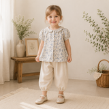 Vine Print Blouse – Lätt och gulligt – Barnblus med puffärmar