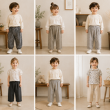 Plaid Cotton Pants – Luftiga och andningsbara – avslappnade byxor i ballong-/haremstil