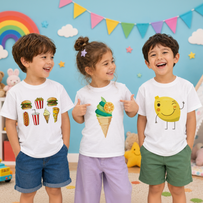 Boys & Girls Summer Tee – Bekvämt och lekfullt – T-shirt för barn med roligt tryck