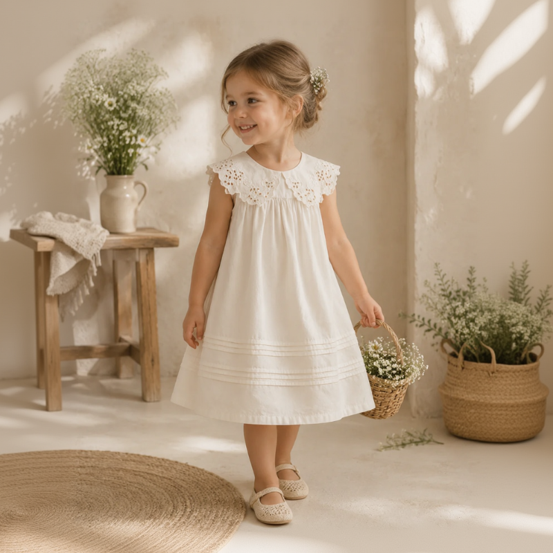 Sleeveless Dress – Elegant och bekväm – Klänning med spetskrage