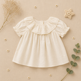 Ruffle Collar Top – Elegant och bekvämt – Top med dekorativ krage och puffärmar