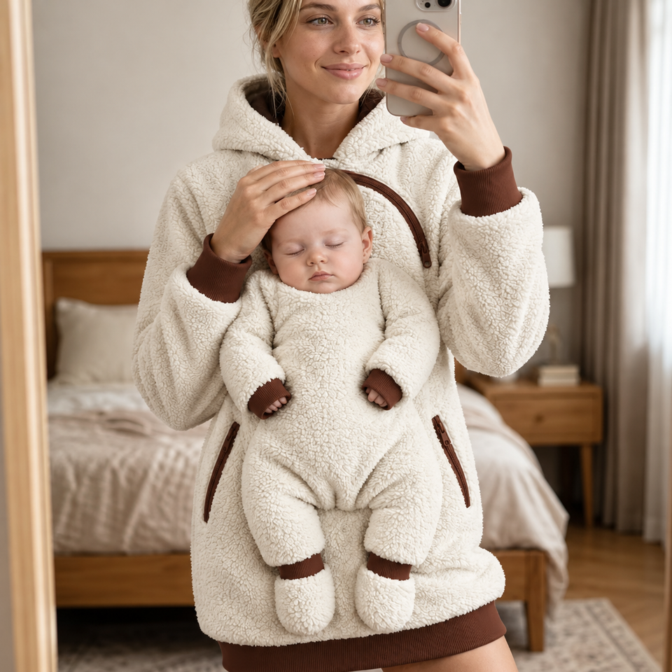 MamaHug – Varm och praktisk – 2-i-1-hoodie för mamma och bebis