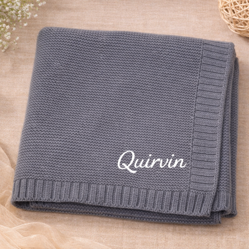 Personalized Baby Blanket – Mjuk & unik – Personlig broderad bomullsfilt