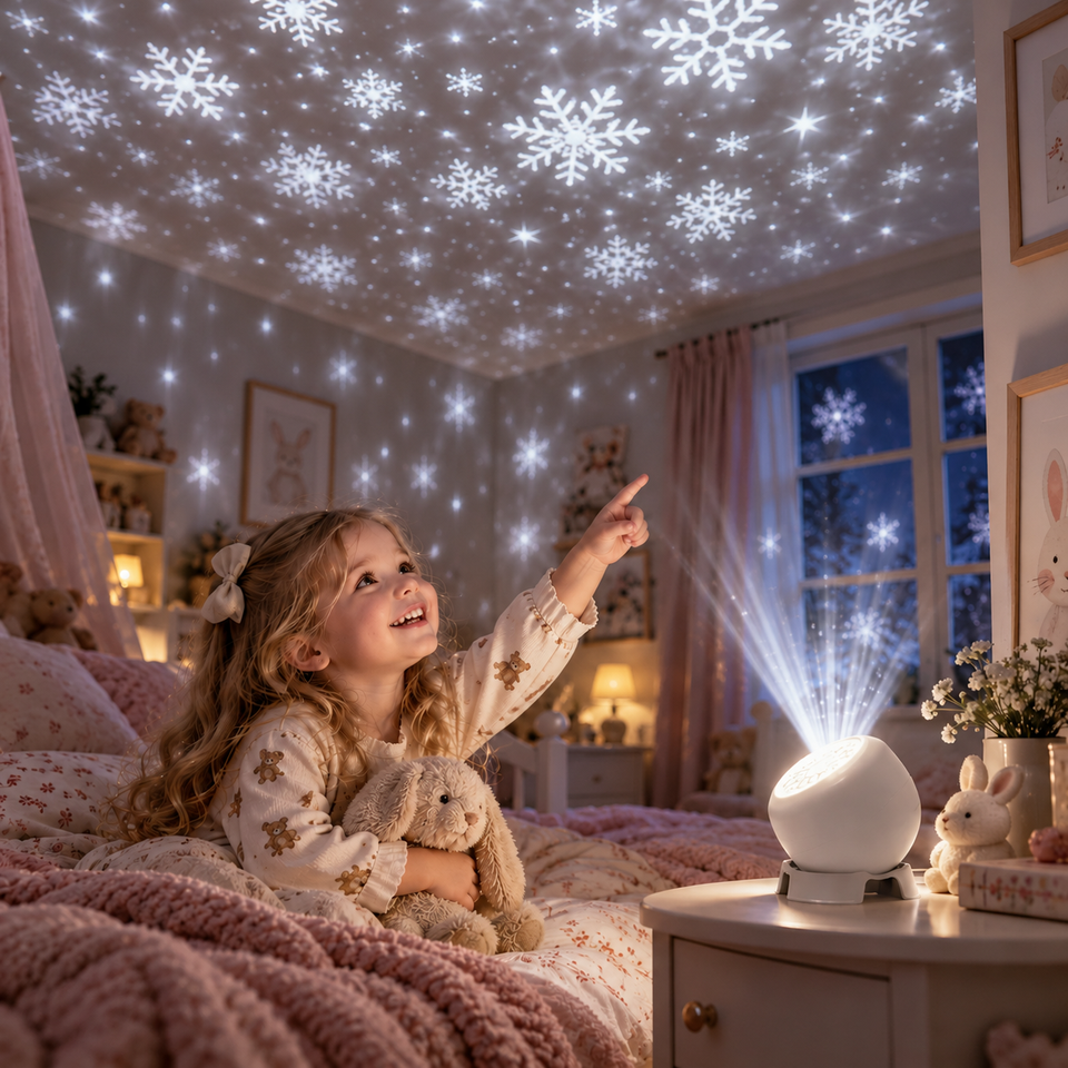 FrostyLight – Magiskt & stämningsfullt – roterande projektorlampa (jul & halloween)