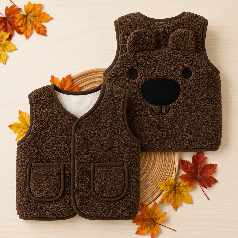 Baby Bear Fleece Vest – Varm och mjuk – Barnväst med björnmotiv