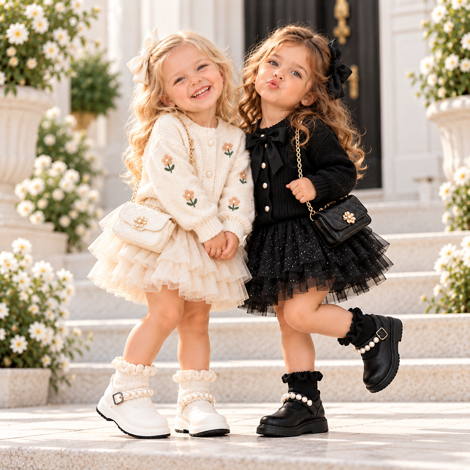PearlCharm – Eleganta & söta – barnstövletter med pärldetaljer