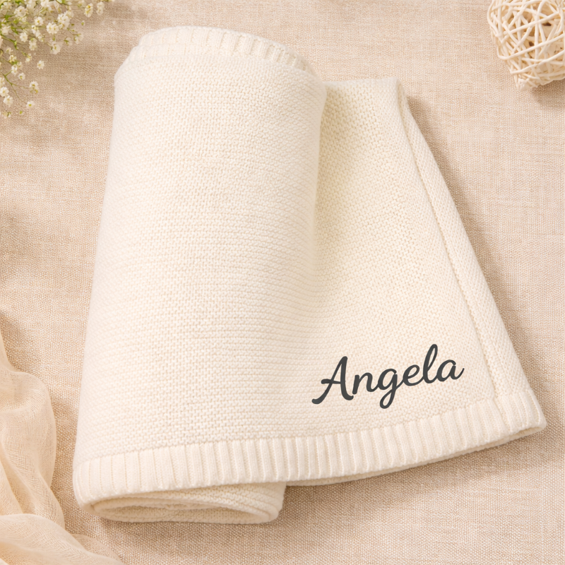 Personalized Baby Blanket – Mjuk & unik – Personlig broderad bomullsfilt