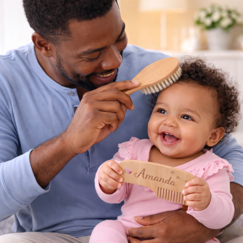 Personalized Hairbrush – Mjuk & unik – Personligt anpassat hårborstset för bebisar
