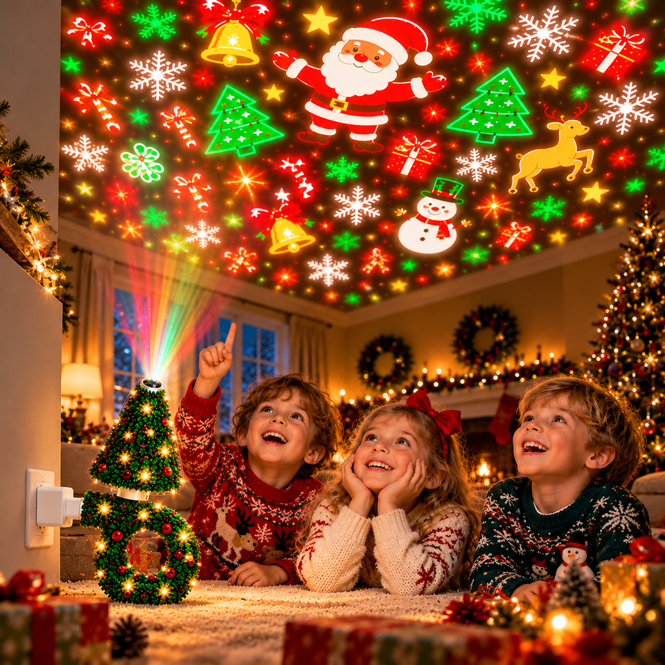 HolidayBeam – Festligt och stämningsfullt – USB-julprojektor med ljusmönster