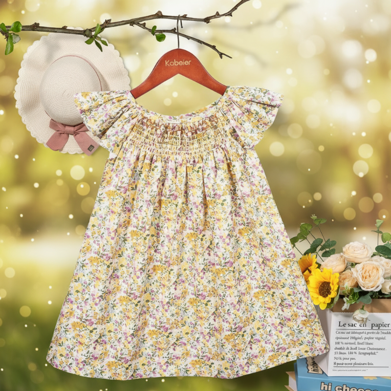 Floral Dress – Lätt och luftigt – Fladdrande ärmad klänning för flickor