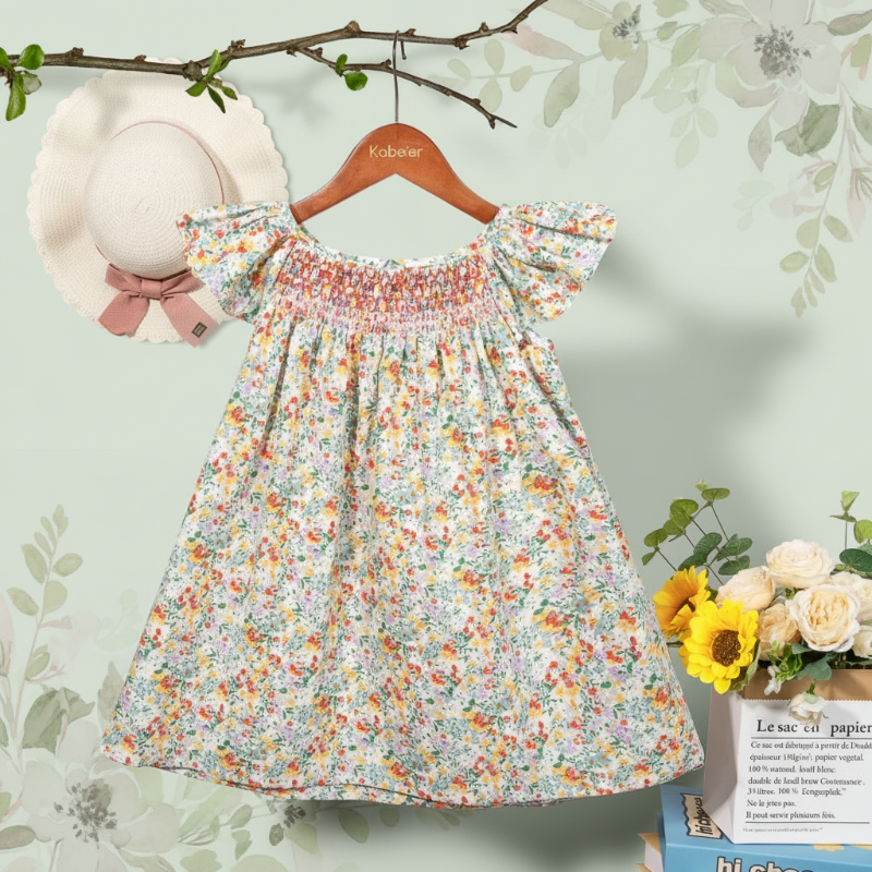 Floral Dress – Lätt och luftigt – Fladdrande ärmad klänning för flickor