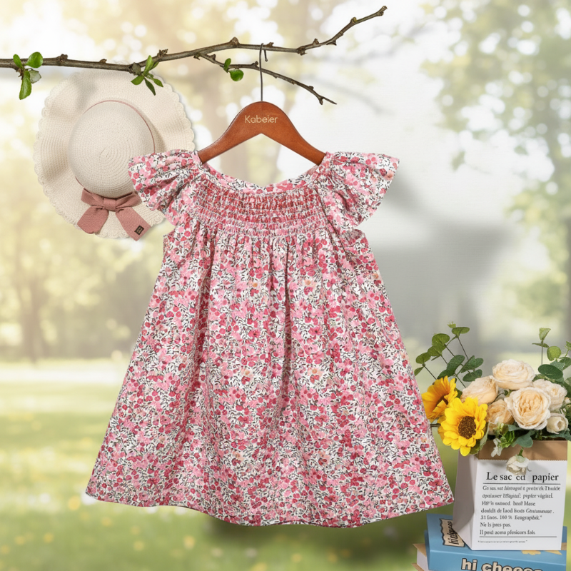 Floral Dress – Lätt och luftigt – Fladdrande ärmad klänning för flickor
