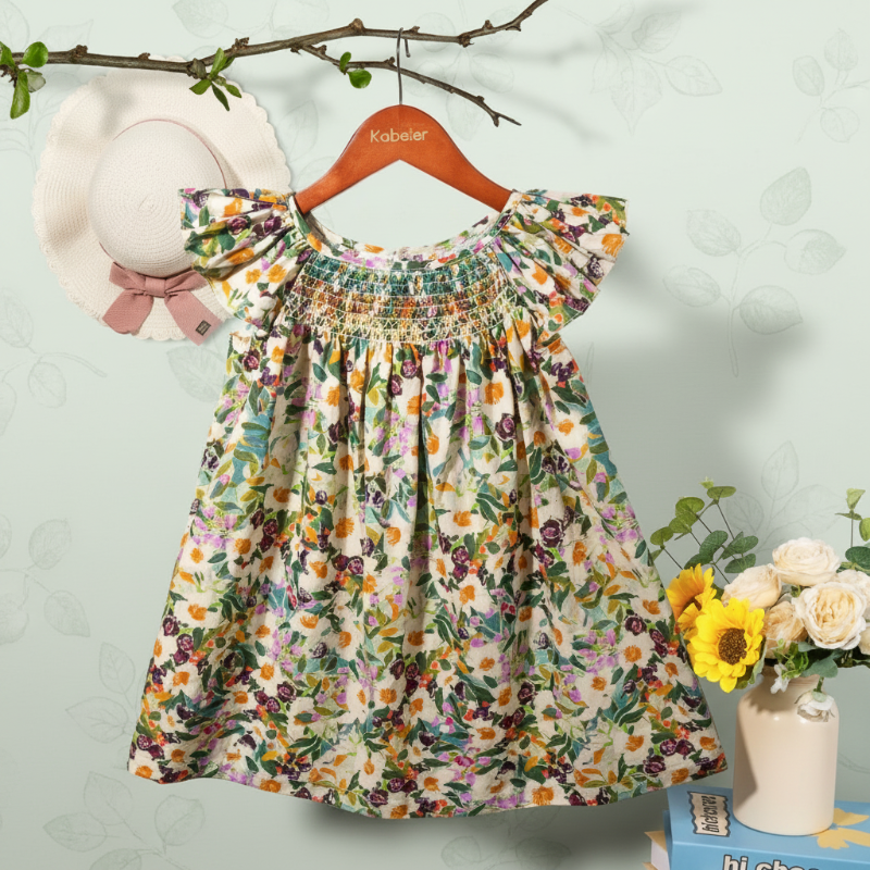 Floral Dress – Lätt och luftigt – Fladdrande ärmad klänning för flickor