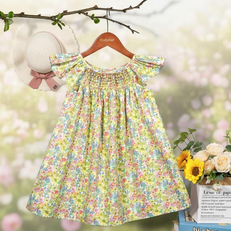 Floral Dress – Lätt och luftigt – Fladdrande ärmad klänning för flickor
