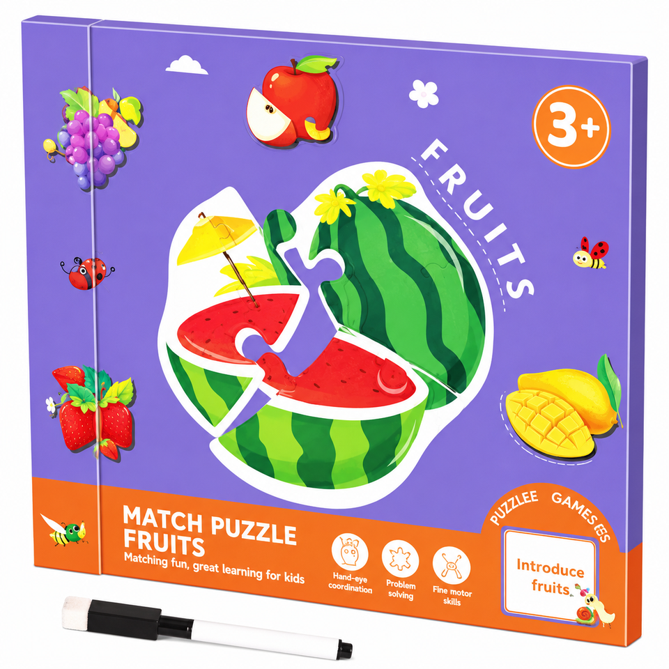 SmartMatch – Lekfullt & lärorikt – Magnetisk 2-i-1-rit- och pusselbok