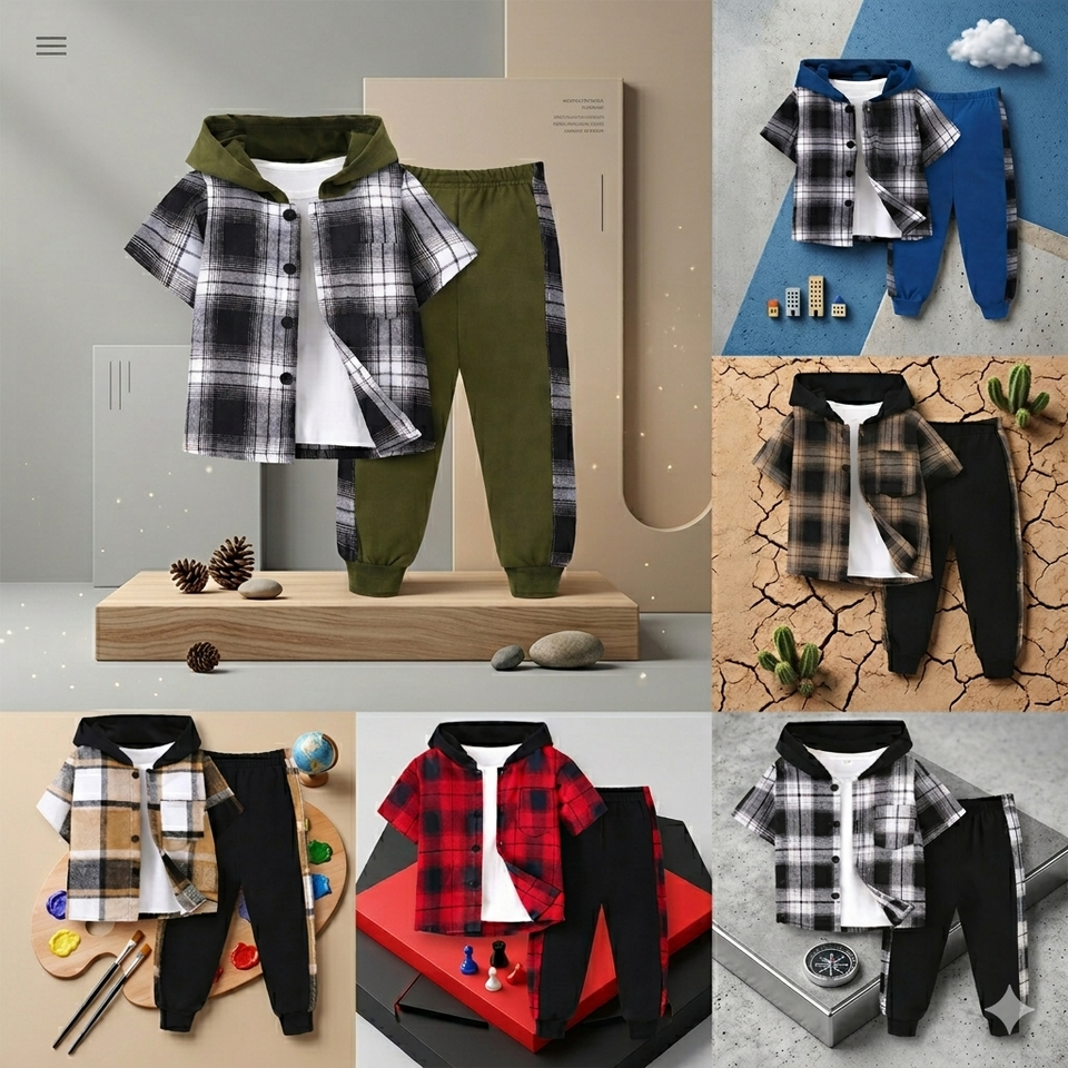 Boys Checkered Outfit – Trendigt och bekvämt – Rutigt klädset för barn