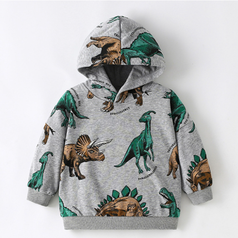 DinoStyle – Varm och andningsbar – Hoodie med Triceratops-tryck