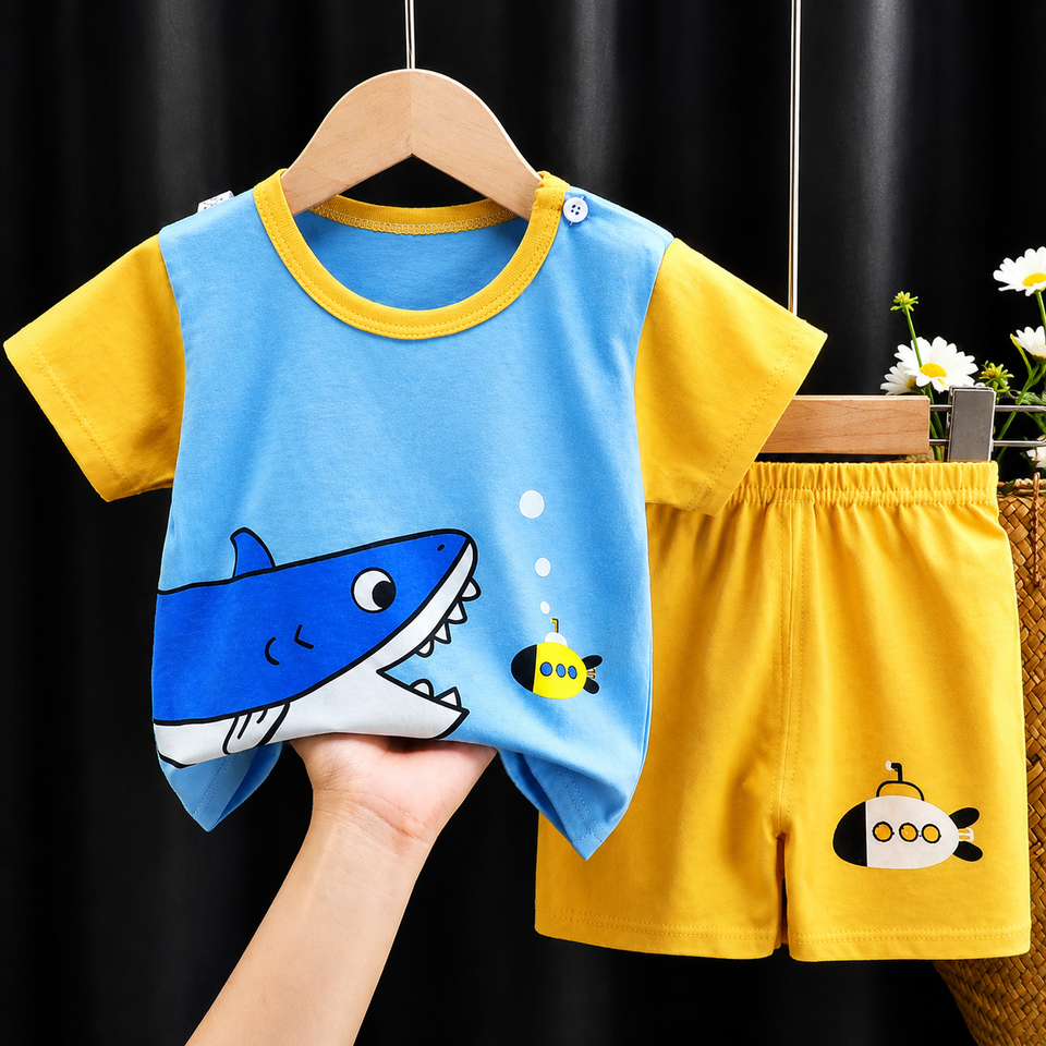 Mini Fashion™ - Lejontryck - Sommarset för pojkar