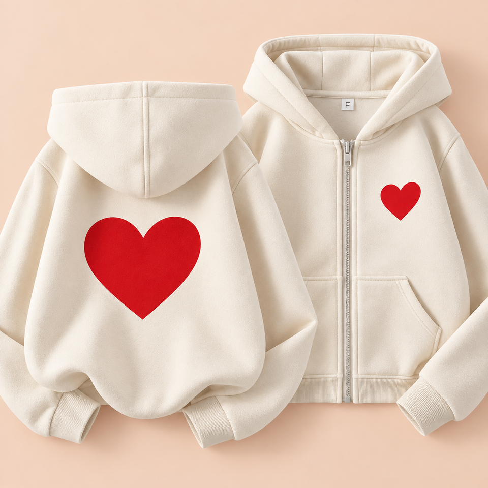 LittleLove – Mjuk & söt – Barnhoodie med hjärtmönster