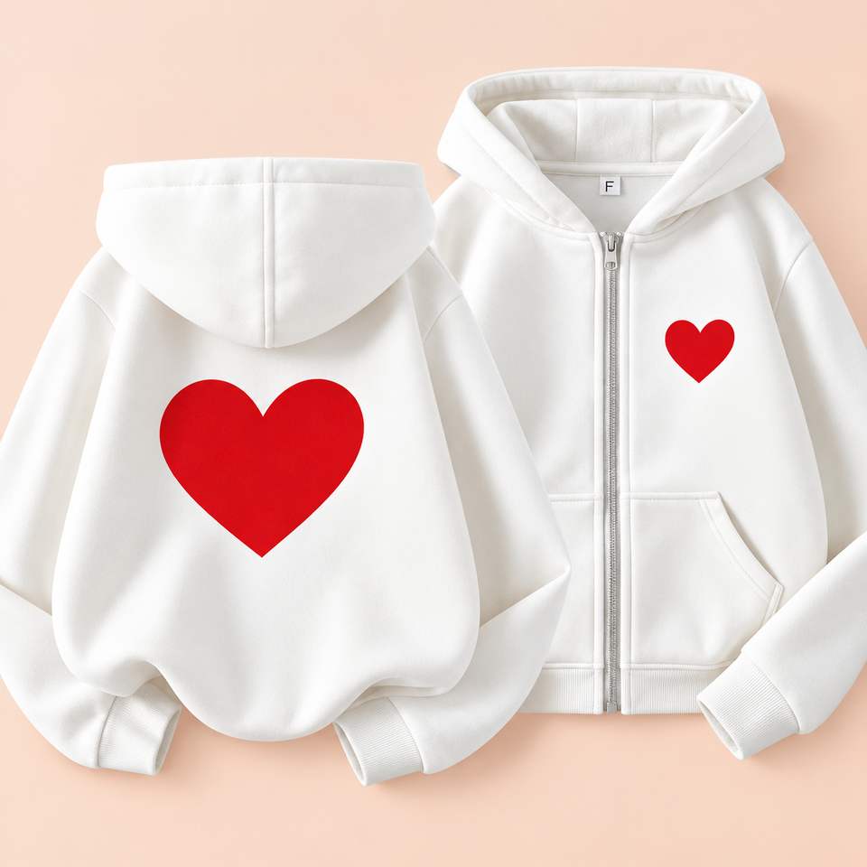 LittleLove – Mjuk & söt – Barnhoodie med hjärtmönster