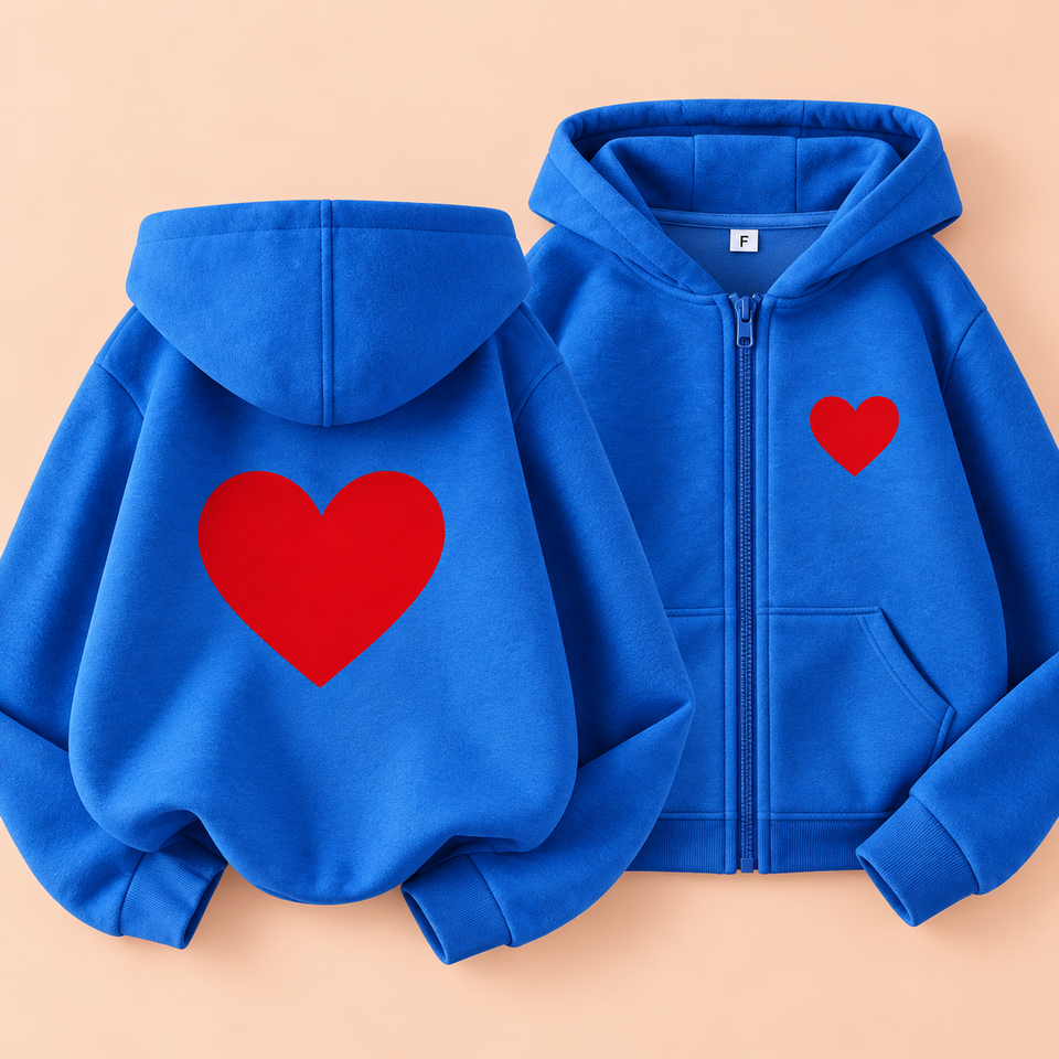 LittleLove – Mjuk & söt – Barnhoodie med hjärtmönster