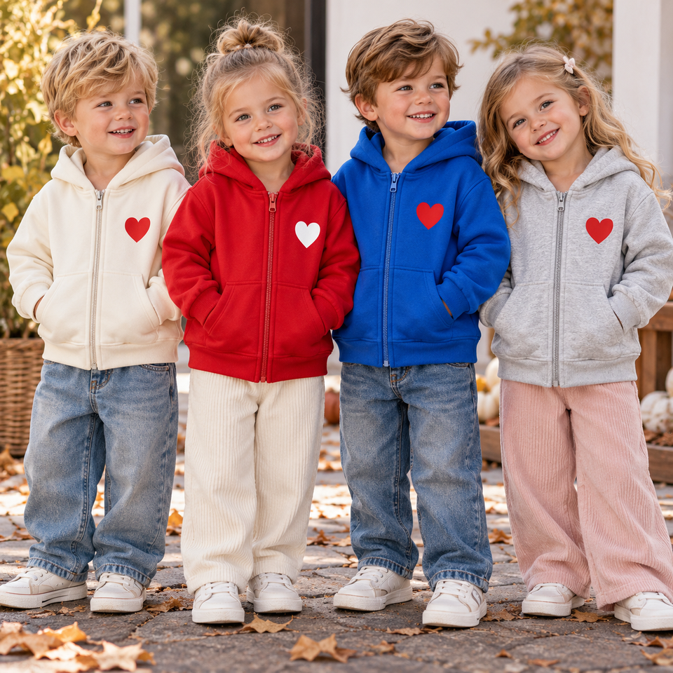 LittleLove – Mjuk & söt – Barnhoodie med hjärtmönster
