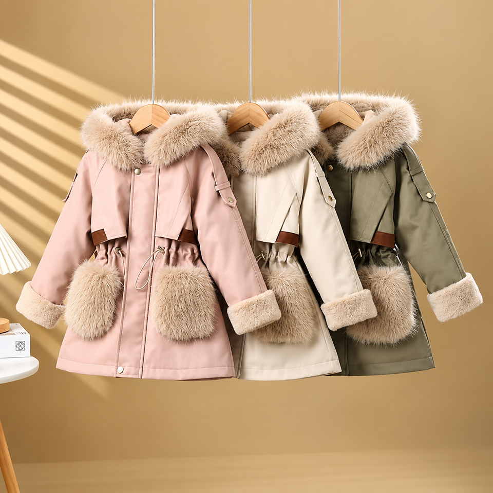 CozyParka – Varm och mjuk – Vinterjacka för flickor med plyschkrage