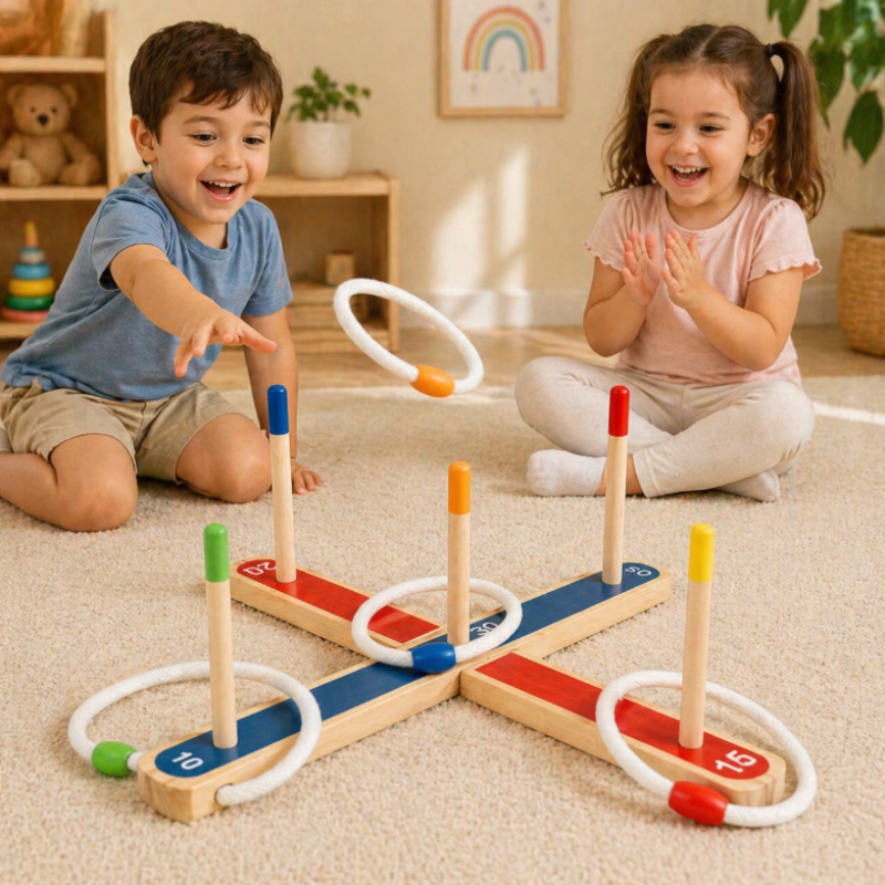 Montessori Ring Toss Game – Aktivt & lärorikt – Ringkastningsspel